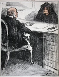 Wdowa z urzędnikiem wymiaru sprawiedliwości, ilustracja z „The Butter Plate: The Officials”, 9 sierpnia 1902